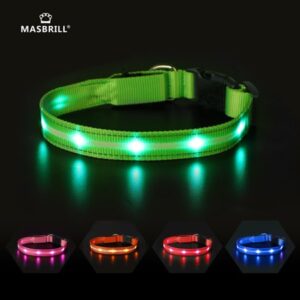 MASBRILL LED Glow Dog Collar USB Rechargeable Light Flashing Dog Collar