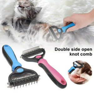 Fyeme Pet Grooming Brush Dematting Tool Dog Grooming Rake for Detangling Loose Hair and Undercoat Helps Reduce Tangles Fur Shedding Tool to Long-Haired Cat and Dog Comb Brush Tool