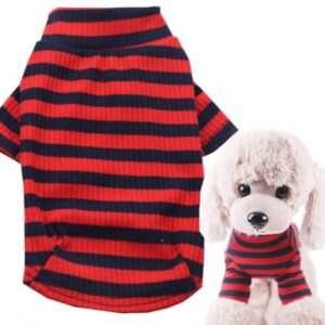 Pet Clothes Dog Shirt Stripe Knitted Shirt Turtleneck Doggy Pet Apparel for Small, Medium Dogs