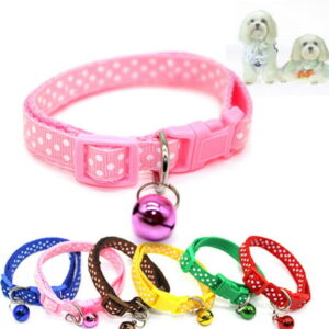 Yesbay Fashion Dog Puppy Cat Kitten Buckle Cute Dot Print Bell Adjustable Pet Collar