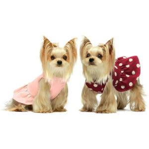 Fitwarm 2-Pack 100% Cotton Polka Dot Dog Dress Doggie Clothes Puppy Vest Dress Pet Cat Apparel Red Pink Medium