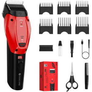 DogCare Dog Grooming Kit – 2022 Upgrade Smart 3-Mode Heavy-Duty Dog Grooming Clippers with Rechargeable 180-mins Battery, Sharp and Detachable Blade, Low Noise, Cordless Design, Auxiliary Light, Red