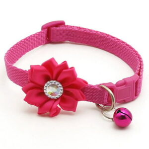 AkoaDa Pet Dog Collar Bell Flower Necklace Collar For Small Dog Puppy Buckle Dog Collar Bell Flower Pet Supplies Dog Accessories(Fuchsia)