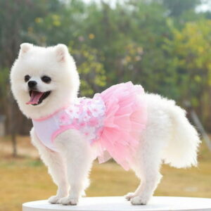 Dog Dress Pet Princess Dress Sweet Puppy Tutu Dresses Summer Pet Gauze Skirt Pink Purple Dog Vest Apparel Skirt for Dogs and Cats XS-XL