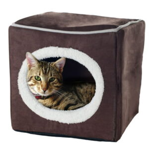 Petmaker, Small, Cozy Cave, Cat Bed, Dark Brown, 13-in