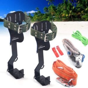 ANQIDI Tree Climbing Spike Set, Safety Belt Straps Adjustable Lanyard Rope Carabiner Tree Climbing Tool 220Lbs