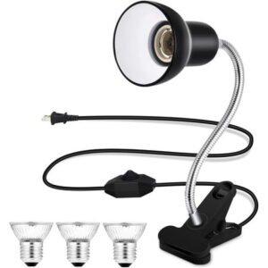 Simple Deluxe Reptile Heat Lamp 25W/50W UVA UVB Full Spectrum Adjustable Basking Spot Light with Dimmable Switch and Heavy-Duty Clamp, for Turtle Tank Reptile Amphibians Pets
