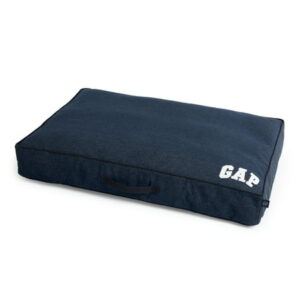 Gap Denim Logo Flat Pet Bed with Embroidery, Organic Cotton Cover with Zipper Closure, Small 36″ x 24″, Dark Blue