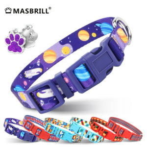 MASBRILL Dog Collar for Medium Dogs, Durable Nylon Dog Collars with Colorful Desige, Eyecatcher Looking and Comfortable Dog Collar