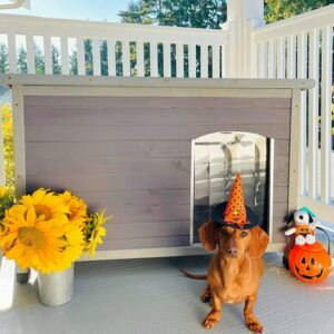 Morgete Wooden Dog House Puppy Kennels for Large/Medium/Small Dogs, Gray
