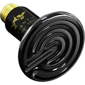 Simple Deluxe 100 Watts Ceramic Heat Emitter Reptile Heat Lamp Bulb No Light Emitting Brooder Coop Heater for Amphibian Pet, 1-Pack