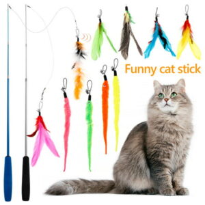 Willstar Cat Toys Interactive Cat Feather Wand,Cat Fishing Pole Toy 12 Funny Pet Tunnel Cat Play Kitten Stick Mouse Cats Stick Ball Toys Bulk Toy