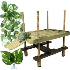 Nisorpa Turtle Float Basking Platform Reptile Frog Climbing Habitat Island Amphibians Sunbathe with Ramp Ladder Gift