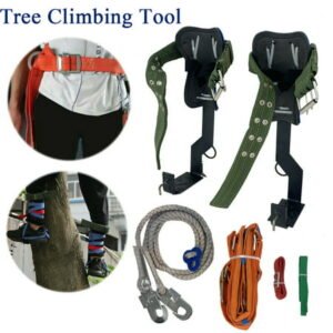 SUDEG Portable Tree Climbing Tool with Safety Belt & Rope Durable Tree Climbing Spikes for Jungle Survival, Fruit Picking, Hunting