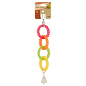 Penn-Plax Multicolored Gear Rings Bird Toy with Metal Bell