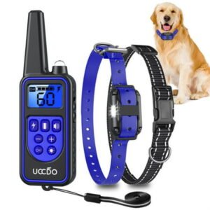 Dog Training Collar, Rechargeable Shock Collars for Dogs with Security Lock, Beep, Vibration and Shock, 2600ft Remote Range with Light
