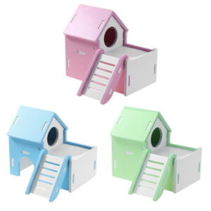 Windfall Pet Castle Sleeping House Nest Exercise Toy Hamster Rat Small Animal Double-Decker Hideout Exercise with Stair for Squirrels Gerbils Hamsters Golden Bears