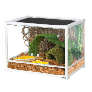 OiiBO Reptile Glass Terrarium, Swing Doors with Screen Ventilation Reptile Terrarium 24″ x 18″ x 18″ (34 gallon)