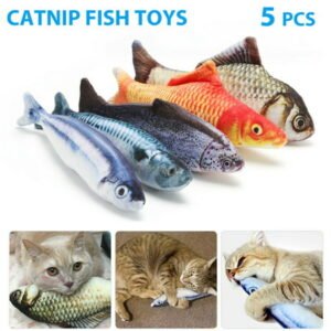Costyle 5 Pack Realistic Fish Cat Toys Simulation Interactive Catnip Plush Toys for Cats Pets Exercise