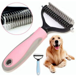 POINTERTECK Pet Undercoat Rake – Double Sided Dematting Tool for Dogs and Cats – Safe Grooming & Deshedding Brush – Comb Out Mats & Tangles Easily