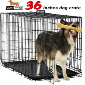 Furinno Large Dog Cage with Double Door, Black