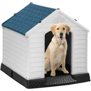Furinno Peli 32 Inch Water Resistant Medium Dog House with Air Vents, White