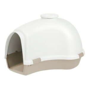 IRIS USA Large Igloo Shaped Dog House, White/Almond