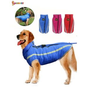 Spencer Winter Dog Coat Jacket Waterproof Warm Pet Vest Reflective Snowsuit Cold Weather Puppy Dog Outwear Apparels for Medium Large Dogs “Blue,3XL”