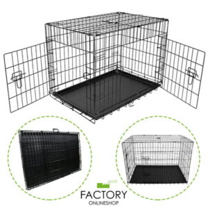 Geniqua [24″][30″][36″][42″][48″] Folding Portable Dog Crate Pet Cage Kennel Pen 2-Doors