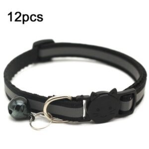 HESITONE 12 Pcs Dog for Cat Collar with Bell Solid Color Dog Collar with Bell Pendant