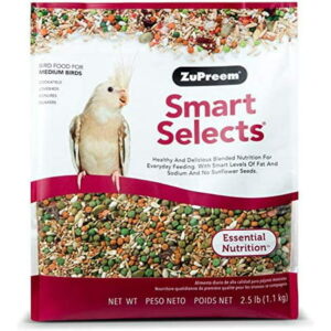 ZuPreem Smart Selects Everyday Feeding Bird Food for Medium Birds – Cockatiels, Quakers, Lovebirds, Small Conures (Medium Birds, 2.5 lb bag)