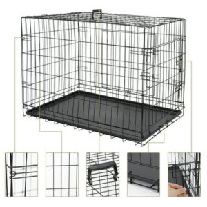 ZENY Folding Metal 36 Inches Double Door Dog Crate, Wire Dog Cage Indoor and Outdoor Pet Kennel with Tray