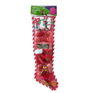 Vibrant Life Holiday 21 Piece Cat Toy Stocking Gift Set, Red