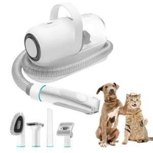 Pet Grooming Kit & Vacuum Suction 99% Pet Hair, Professional Grooming Clippers with 5 Proven Grooming Tools for Dogs Cats and Other Animals