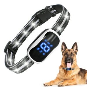 PcEoTllar Dog Bark Collar – Rechargeable Anti Barking Collar with LED Light, Beep, Vibration & Electric Shock for Small Medium Large Dogs, LED Digital Display, Waterproof