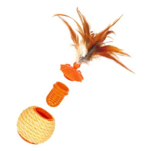 3 in 1 Multi-Functional Cat Toy, Round Shape in Orange