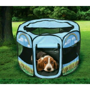 Portable Foldable Pet Playpen Dog Travel Kennel Crate + Free Carrying Case