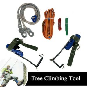 Tree Climbing Spike Safety Belt Straps Lanyard Carabiner Ropes 2 Gear 100kg/220lb