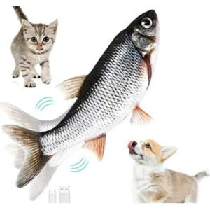 SEELOK Electric Floppy Fish Dog Cat Toy Moving Cat Kicker Fish Toy Interactive Scratcher Cat Toy for Cat