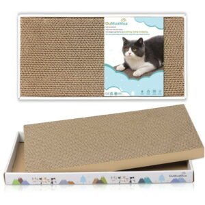 OuMuaMua Cat Scratcher Pad, 17×8.5inch Double-Sided Reversible Cat Scratch Lounge Bed Cardboard with Catnip for Indoor Cats Scratching Playing and Resting, Furniture Protector