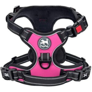 PoyPet No Pull Dog Harness,No Choke Reflective Dog Vest,Adjustable Soft Padded Pet Vest with Easy Control Handle for Small to Large Dogs,Pink L