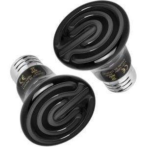 Simple Deluxe 25W 2-Pack Mini Ceramic Heat Emitter Reptile Heat Lamp Bulb No Light Emitting Brooder Coop Heater for Amphibian Pet & Incubating Chicken