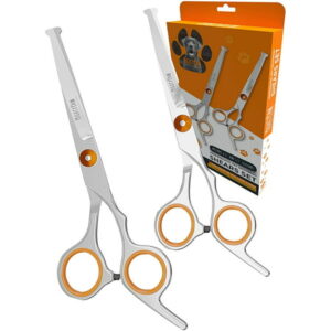 Mighty Paw Professional Dog Grooming Shears 2 Pack Pet Hair Cutting Scissors Set