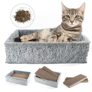 PrimePets 2 in 1 Cat Scratcher Lounge with Removable Cardboard