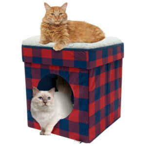 Kitty City Holiday Plaid Folding Cat Bed