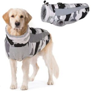 IDOMIK Warm Dog Winter Coat Cold Weather Dog Jacket Reflective Fleece Camouflage Dog Coat Outdoor Windproof Padded Vest for Small Medium Large Dogs