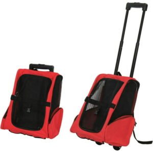 Kinbor Pet Rolling Carrier Dog Cat Backpack with Wheels, Approved by Most Airlines, Red