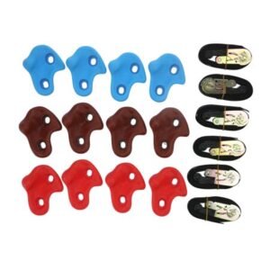 POCREATION Outdoor Climbing Holds,12PCS Tree Rock Climbing Holds for Kids with Sturdy Ratchets Straps Outdoor Accessory,Climbing Holds with Strap
