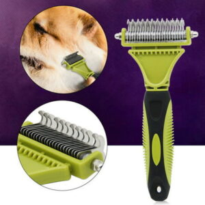 Ethedeal Pet Hair Shedding Trimmer Two-Way Different Tooth Pitch Dog Cat Grooming Dematting Rake Comb Brush Tool