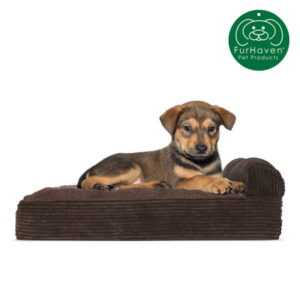 FurHaven Pet Products Deluxe Orthopedic Faux Fleece Couch Pet Bed for Dogs and Cats, Espresso, Small